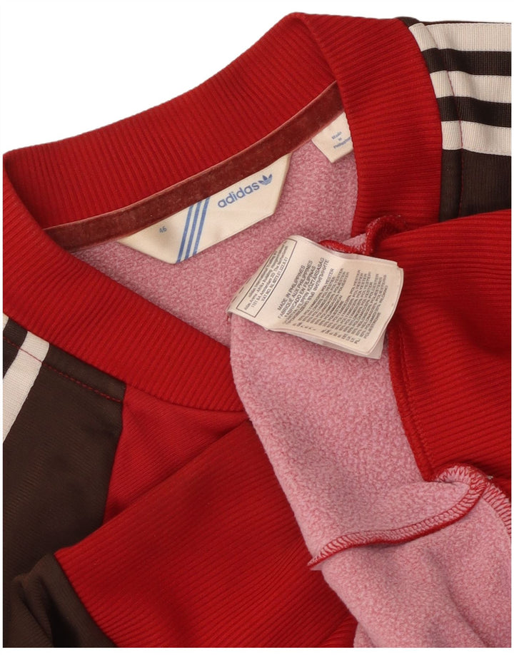 Adidas Veste de survêtement pour femme IT 46 Large Rouge Colourblock Polyamide