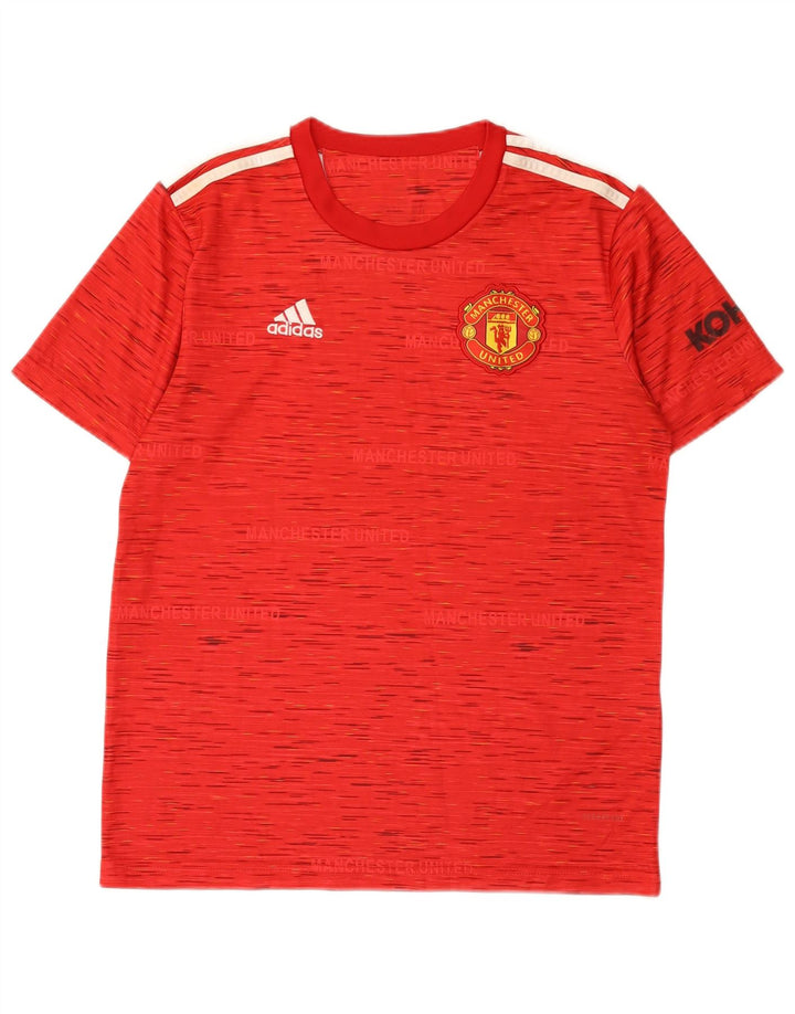 Adidas Homme Manchester United T-Shirt Top Rouge Moyen Moucheté Polyester