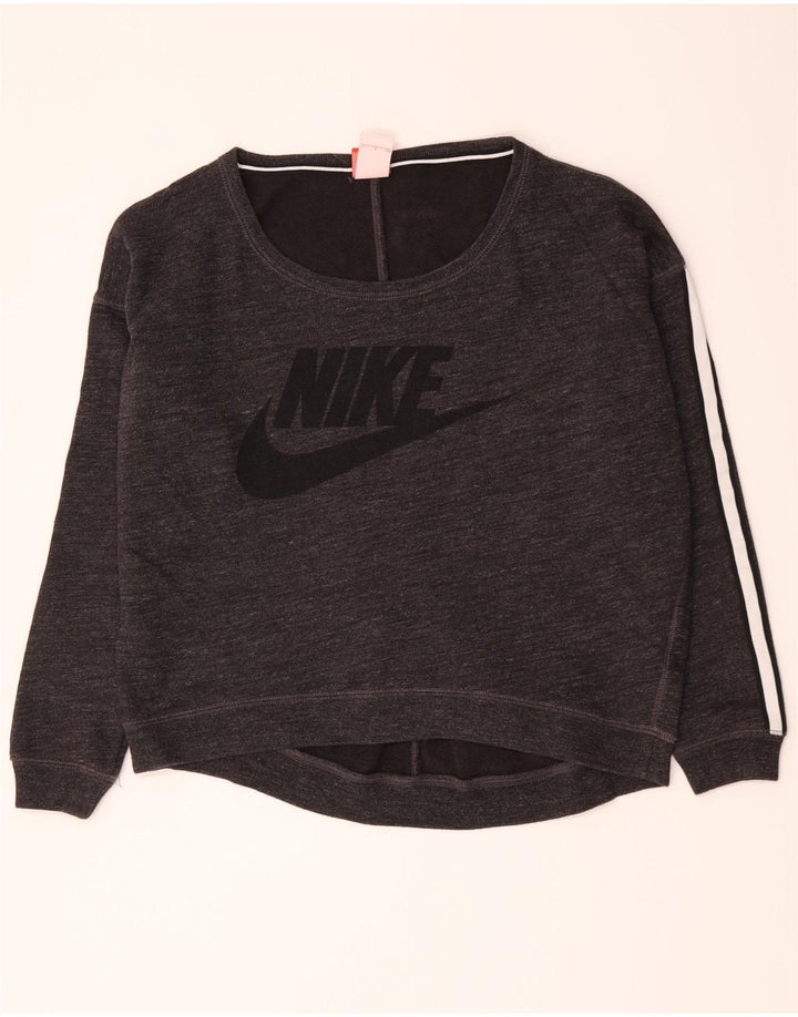 Nike Sweat-shirt surdimensionné graphique pour femme UK 10 Petit coton gris