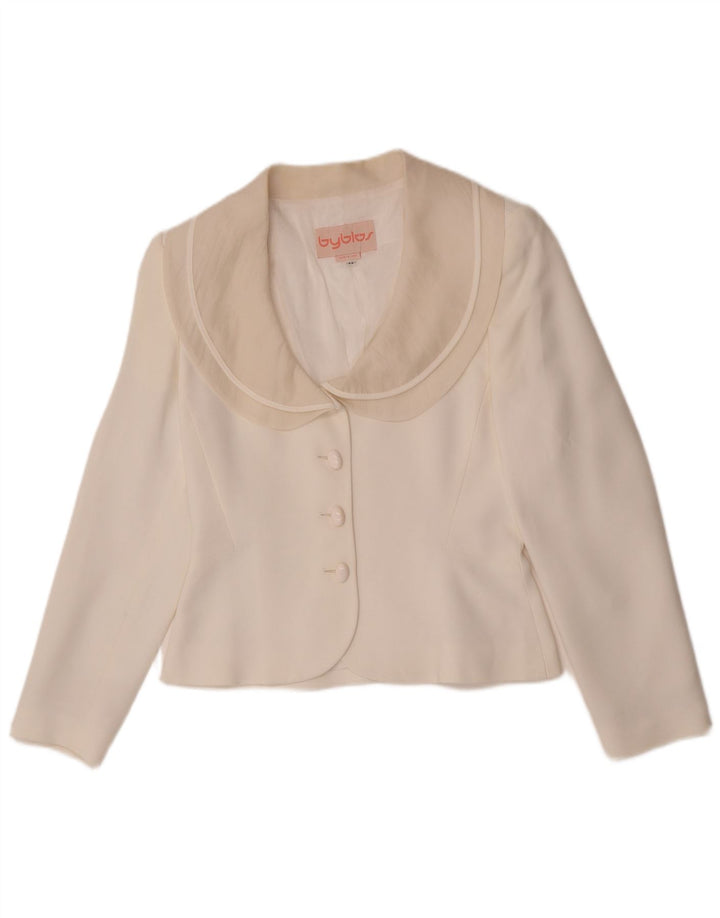 Byblos Veste Blazer 3 Boutons Femme IT 42 Acétate Blanc Moyen