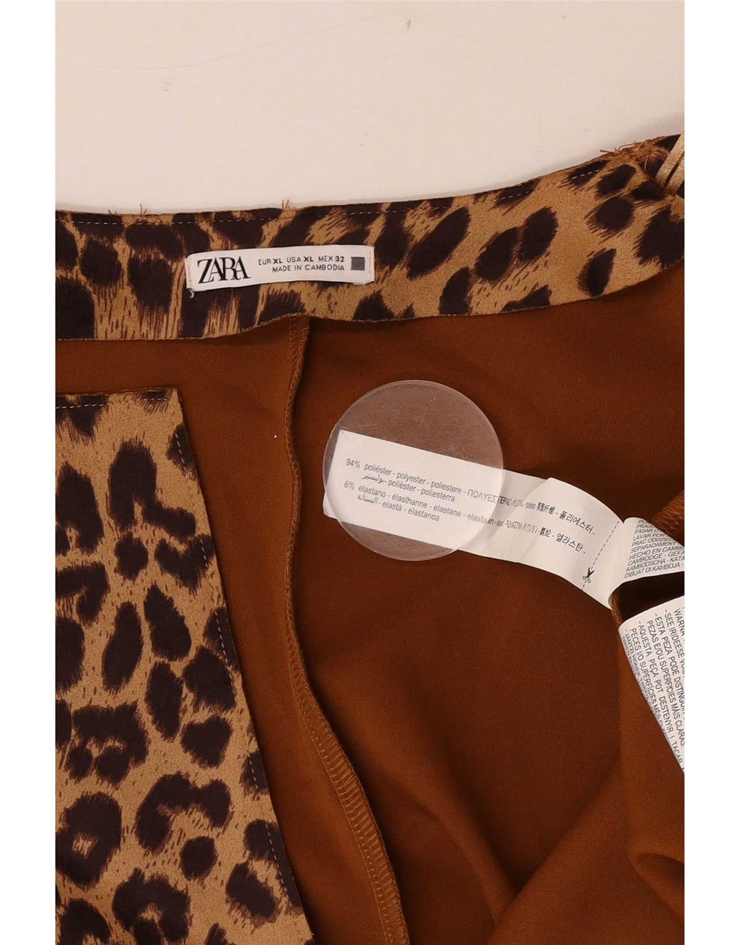 Zara Womens Open Overcoat UK 18 XL Marron Animal Print Polyester