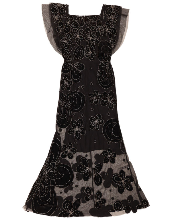 Virgos Lounge Robe Maxi Femme UK 8 Petit Noir Floral Polyester