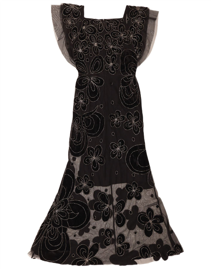 Virgos Lounge Robe Maxi Femme UK 8 Petit Noir Floral Polyester