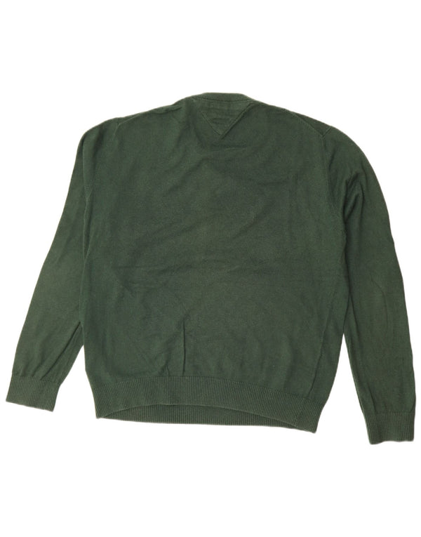 Tommy Hilfiger Pull à col rond pour homme en coton vert Large