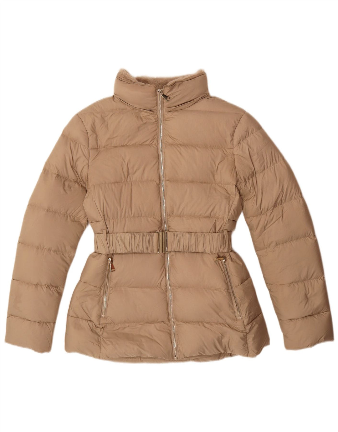 Zara Veste matelassée pour femme UK 10 Small Beige Polyester