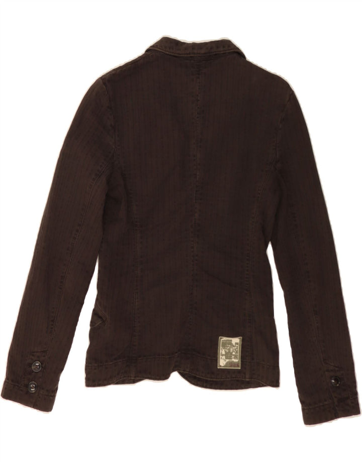 GAS Womens 2 Button Blazer Jacket UK 10 Small Brown Striped Cotton Vintage Gas and Second-Hand Gas from Messina Hembry 