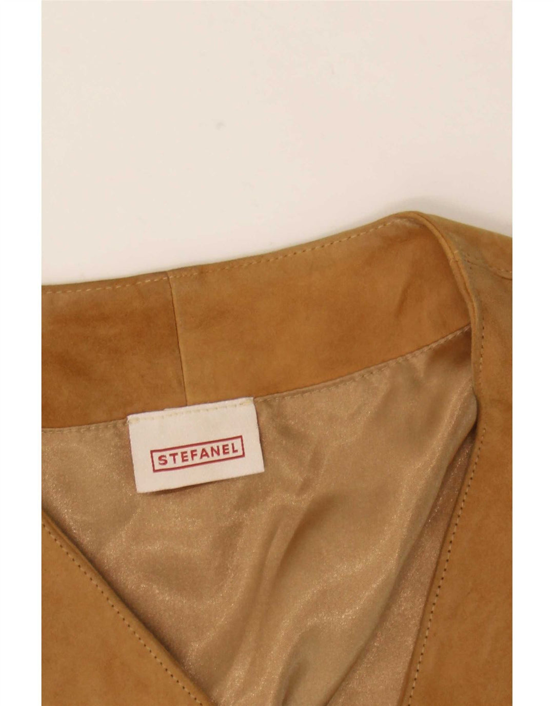 Stefanel Gilet en daim pour femme UK 12 Cuir beige moyen