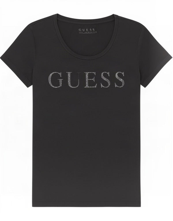 Guess T-shirt graphique pour femme UK 6 XS Noir Coton