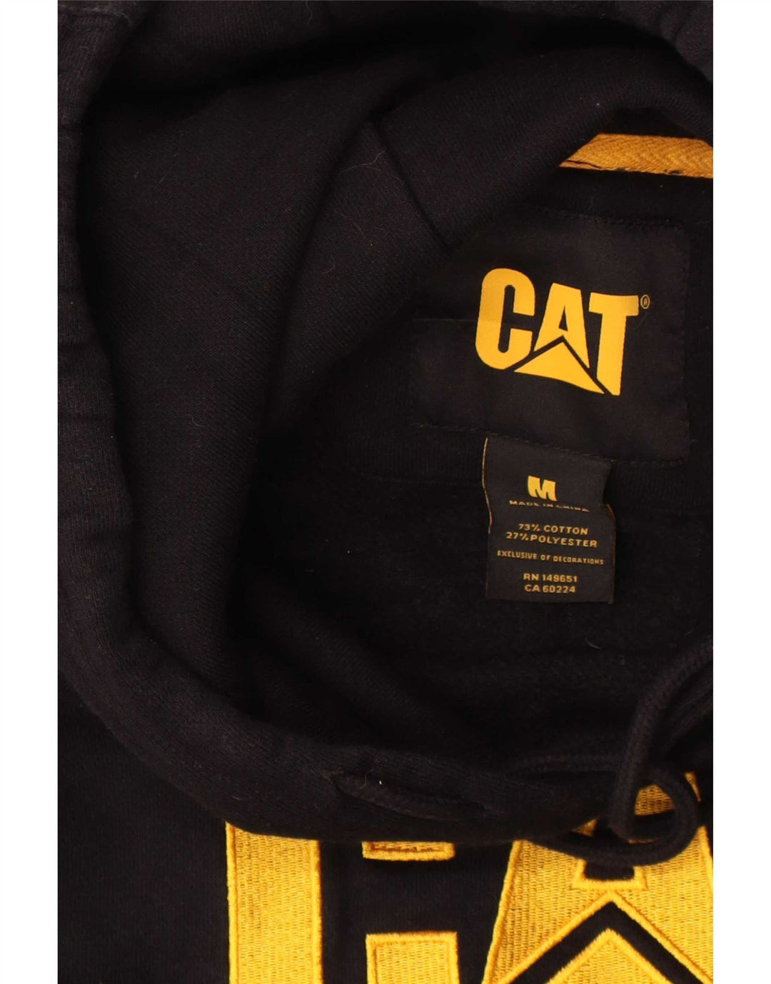 Caterpillar Pull à Capuche Graphique Homme Noir Moyen Coton