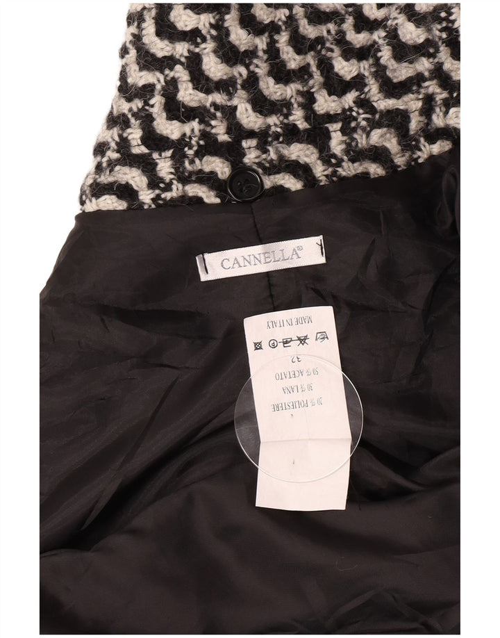 vintage Femme Pardessus IT 50 XL Noir Géométrique Acétate