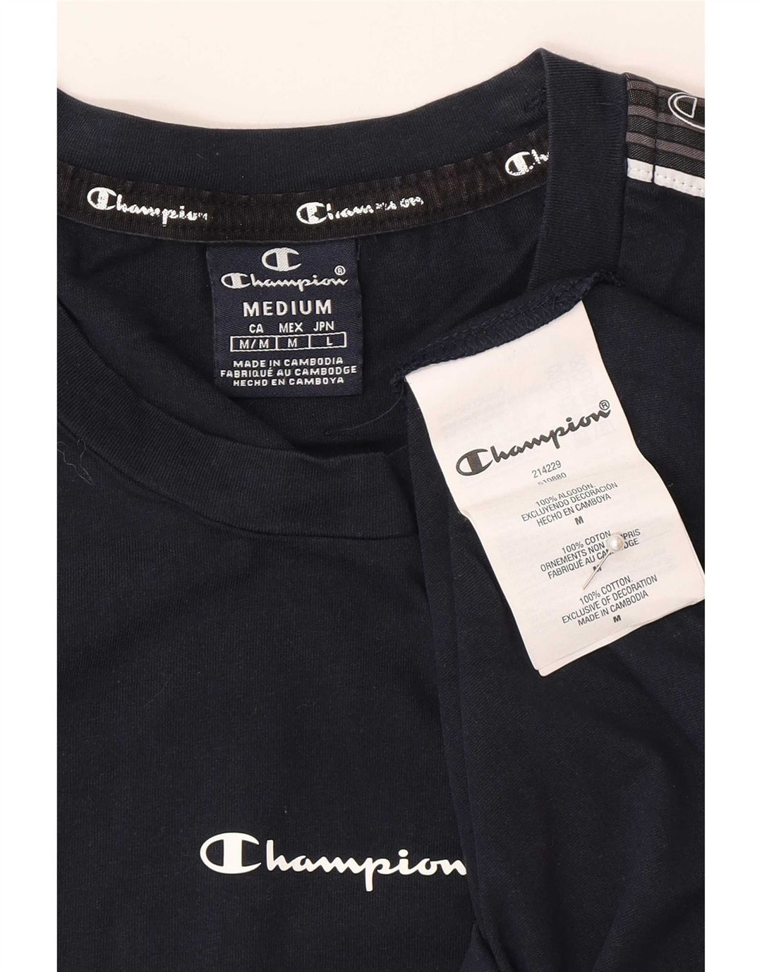 Champion T-Shirt Graphique Homme Bleu Marine Moyen Coton