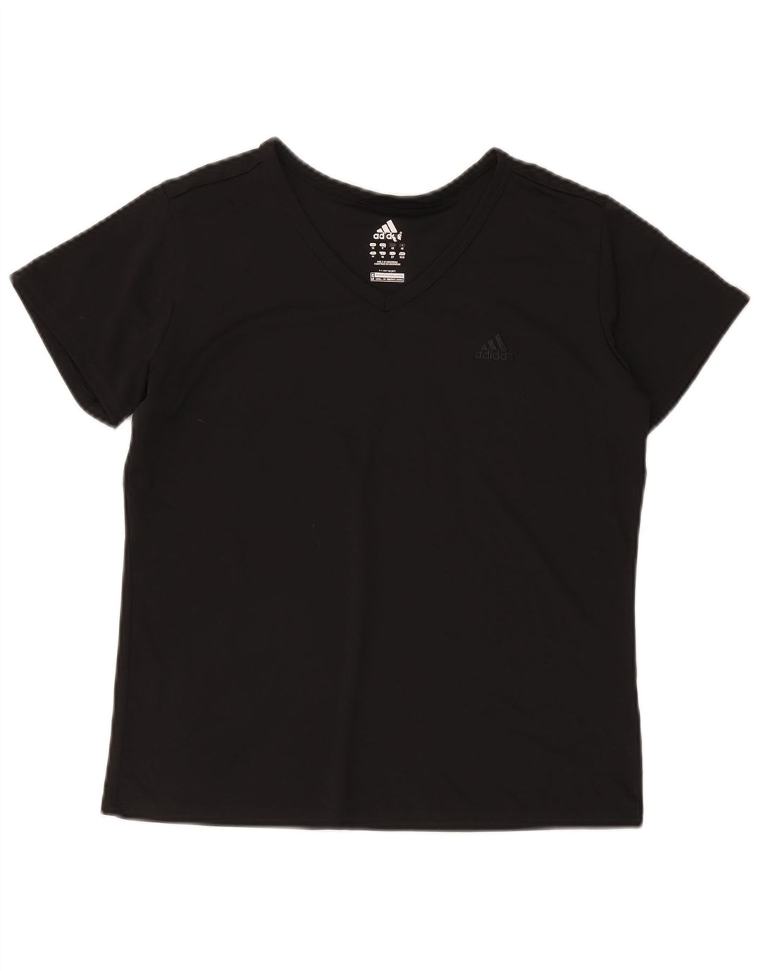 Adidas T-Shirt Femme Top UK 14 Moyen Noir Polyester