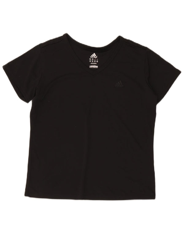 Adidas T-Shirt Femme Top UK 14 Moyen Noir Polyester