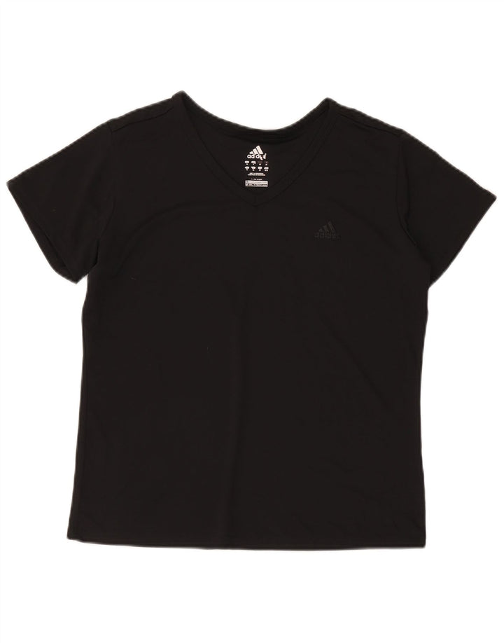 Adidas T-Shirt Femme Top UK 14 Moyen Noir Polyester