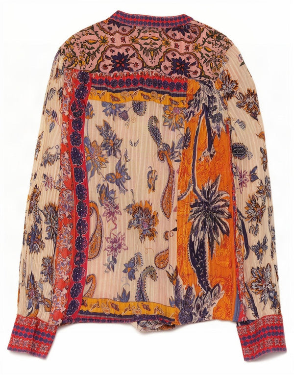Desigual Chemise Chemisier UK 12 Medium Multicolore Paisley Coton Femme