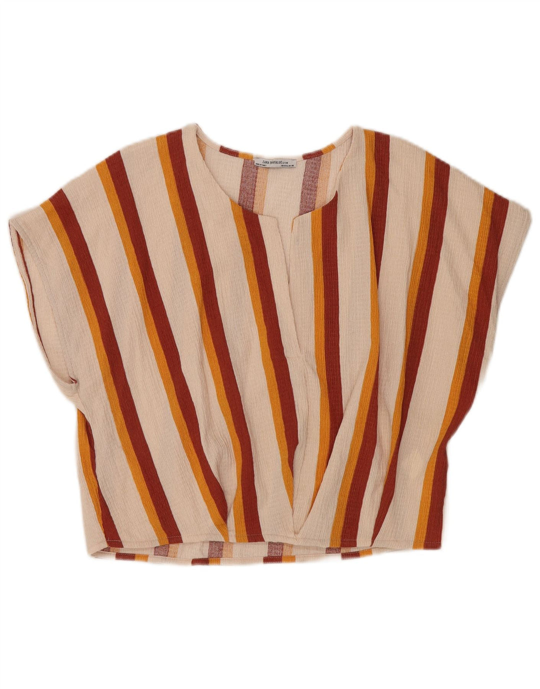 Zara Womens Trafaluc Blouse Top UK 14 Large Off White Rayé Polyester