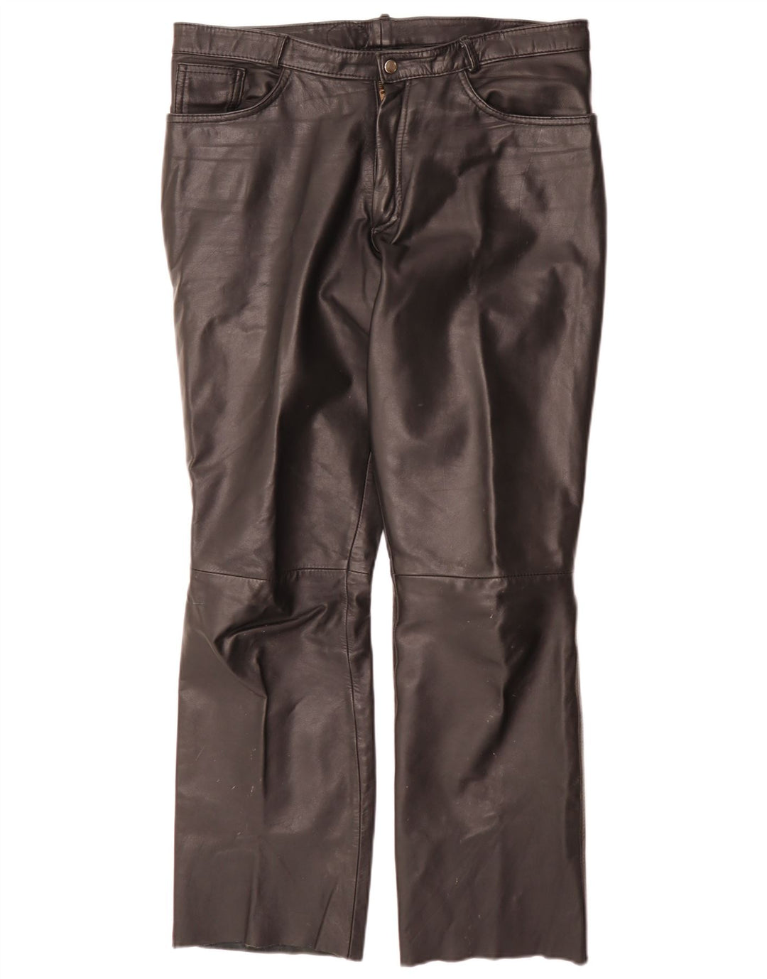 Pantalon droit en cuir Vintage pour hommes W34 L32 noir