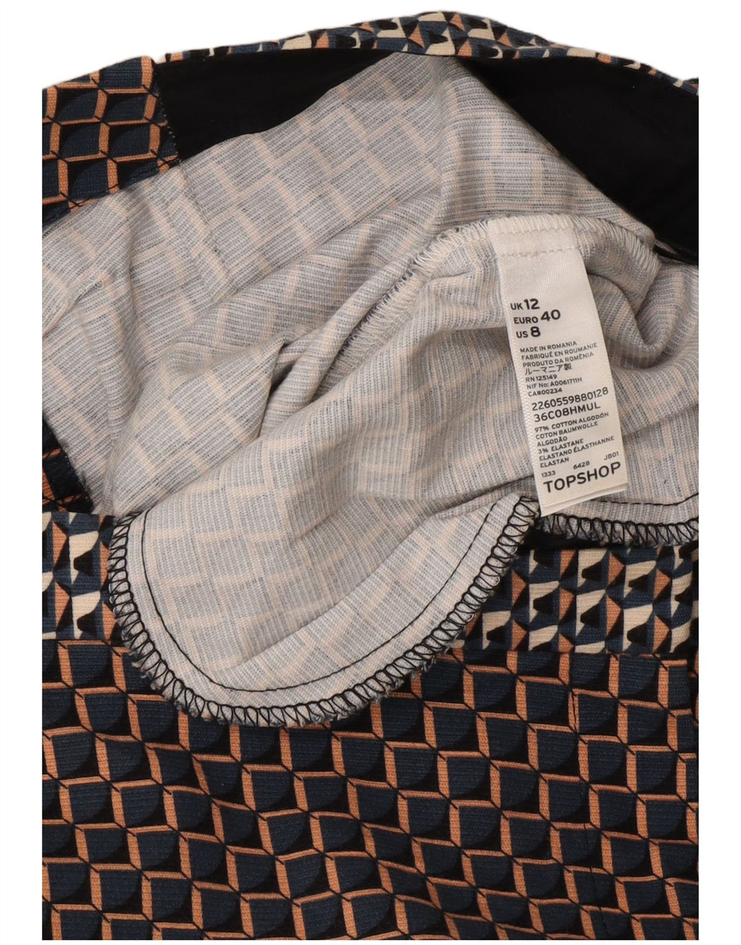 Topshop Pantalon court pour femme UK 12 Medium W32 L25 Multicolore