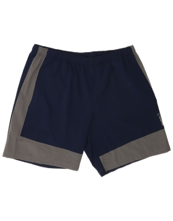 Reebok Short de Sport Homme XL Bleu Marine Colorblock Polyester