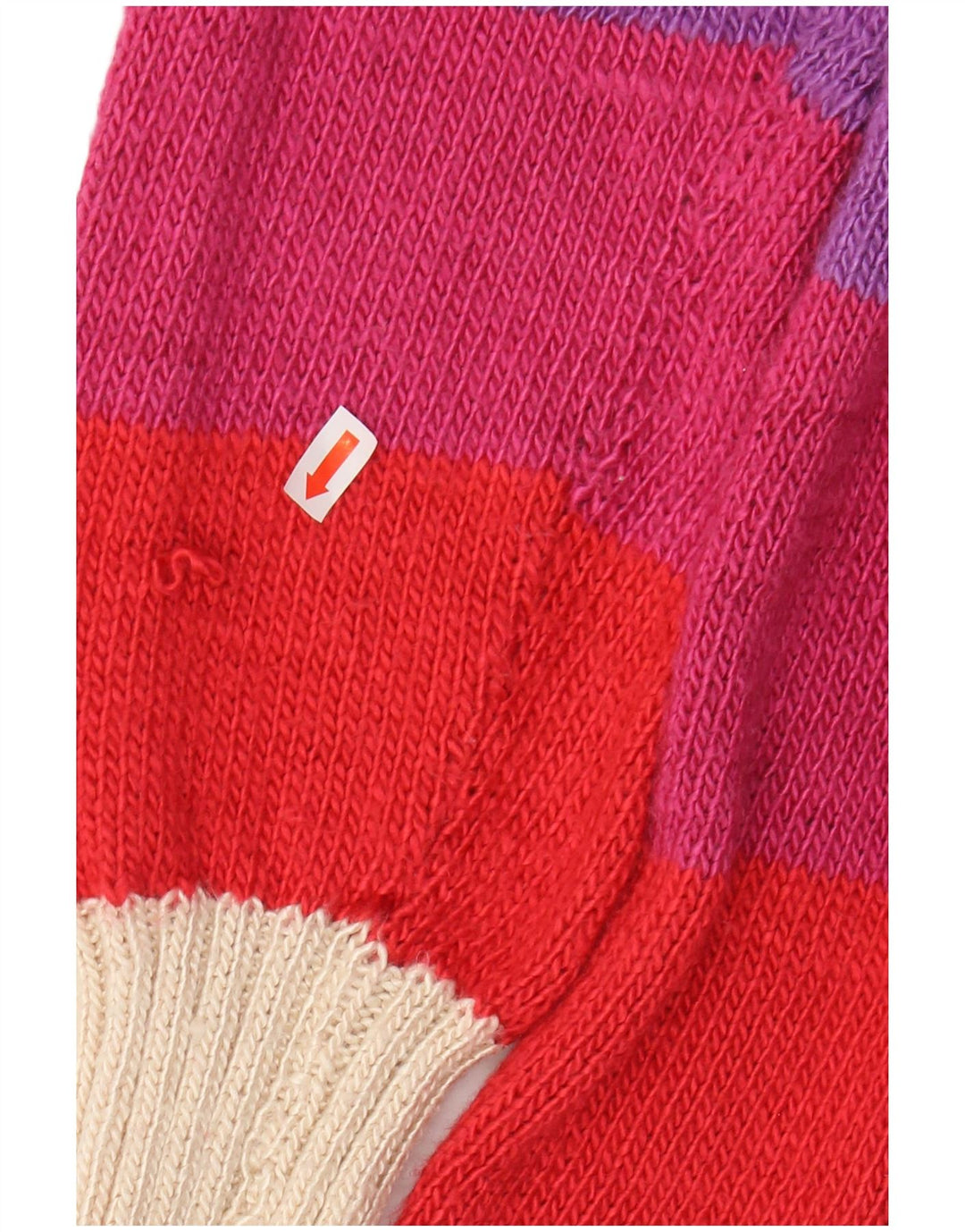 VINTAGE Pull col V femme UK 12 Medium multicolore rayé