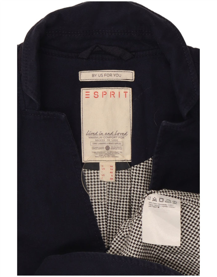 Esprit Veste Blazer 3 Boutons Femme UK 10 Petit Bleu Marine Coton