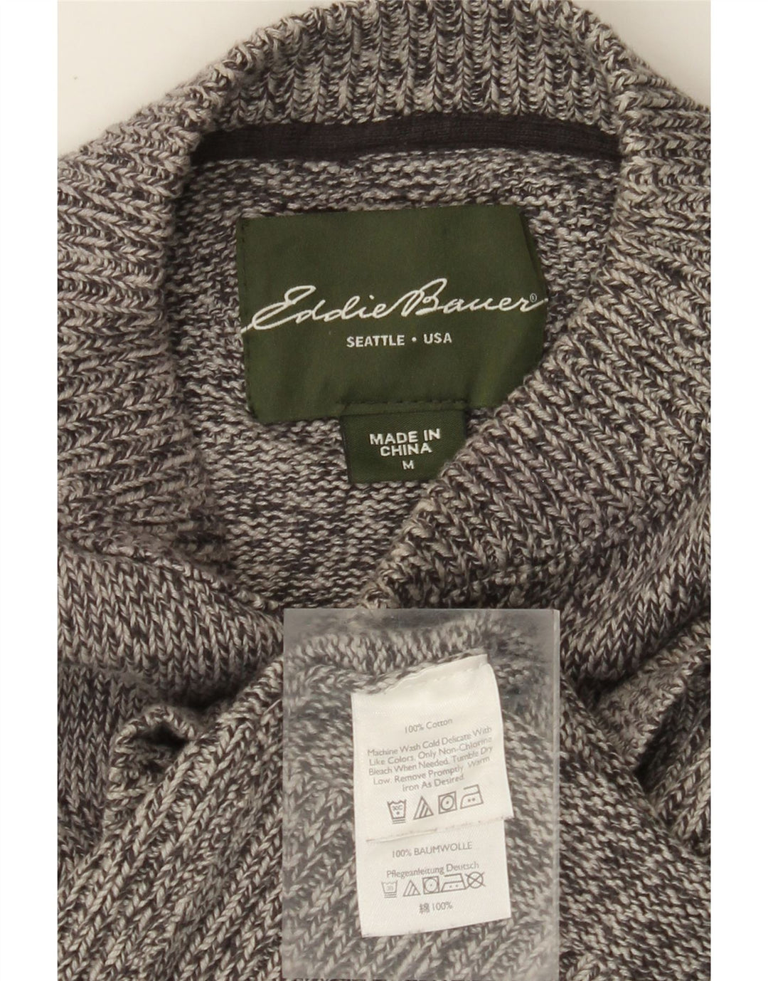 EDDIE BAUER Pull col boutonné pour homme en coton moucheté gris moyen