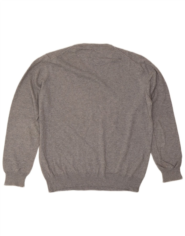 Massimo Dutti Pull col V pour homme en coton gris Taille L
