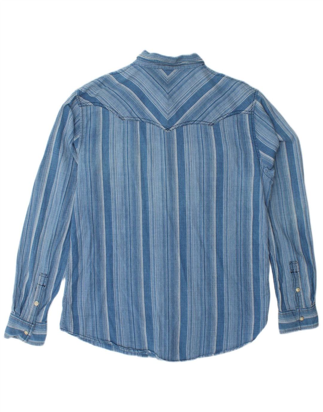 WRANGLER Chemise en flanelle pour homme, coupe régulière, grand coton rayé bleu