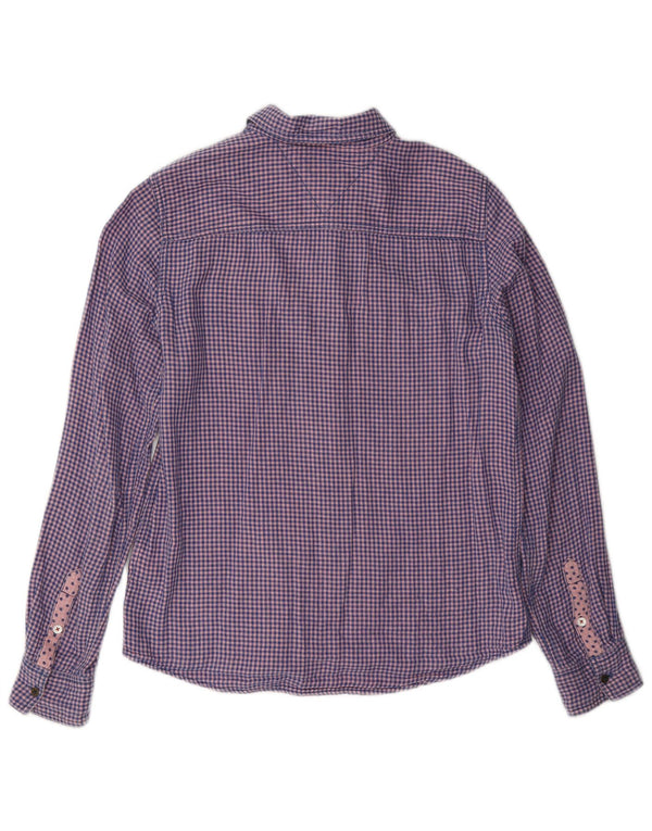Tommy Hilfiger Chemise en flanelle pour femme UK 10 Petit coton vichy bleu