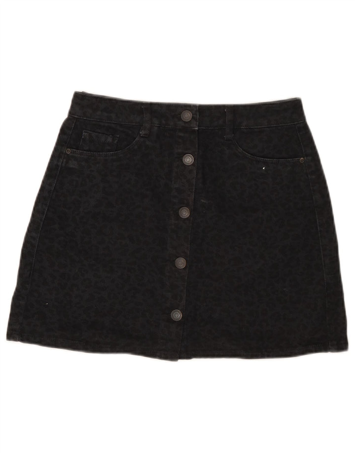 Pull & Bear Jupe en Jean Femme Small W26 Coton Imprimé Animal Noir