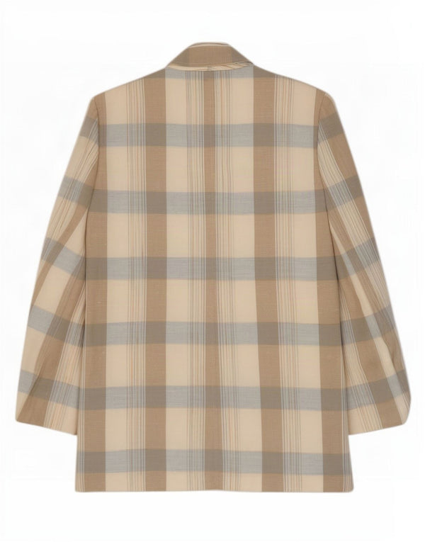 vintage Femme 2 Bouton Blazer Veste UK 14 Moyen Beige Check