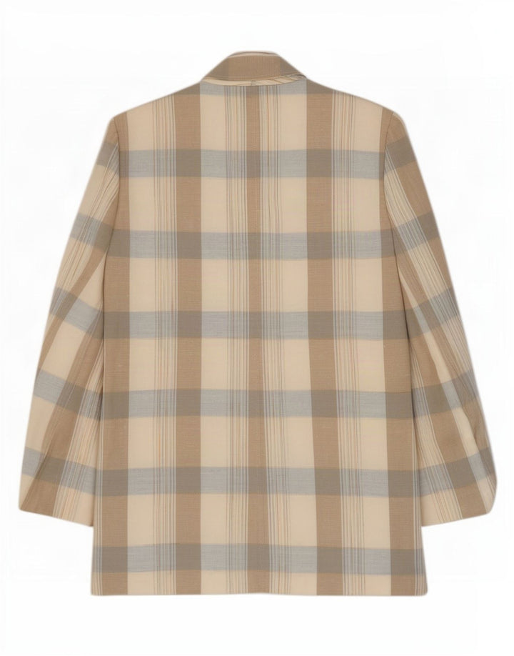 vintage Femme 2 Bouton Blazer Veste UK 14 Moyen Beige Check