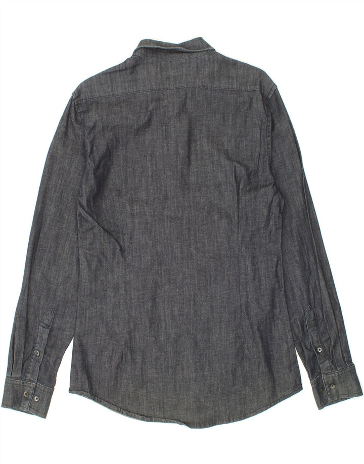 JULES Mens Extra Slim Fit Shirt Large Grey Cotton Vintage Jules and Second-Hand Jules from Messina Hembry 