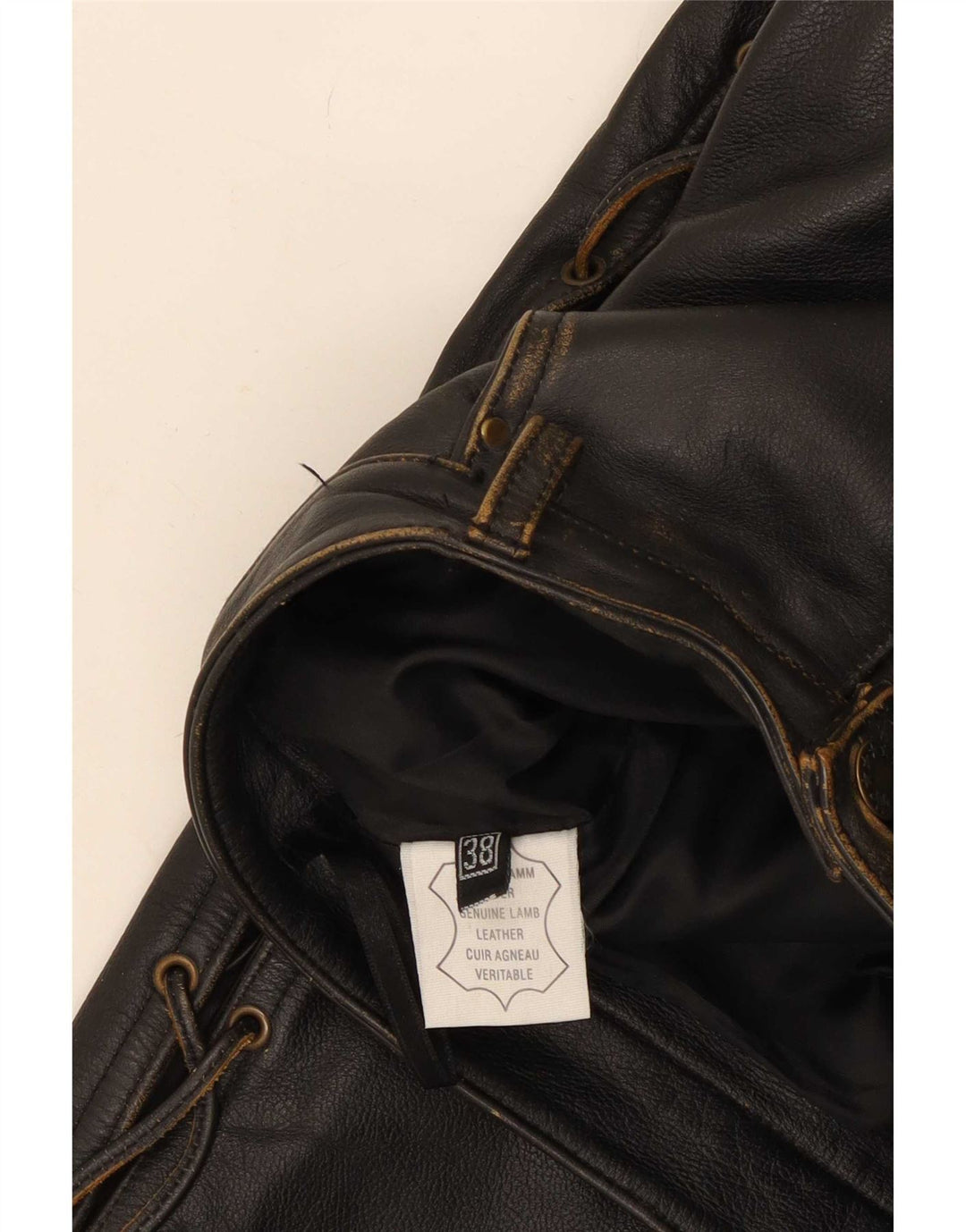Pantalon en cuir droit femme vintage EU 38 Moyen W30 L28 Noir