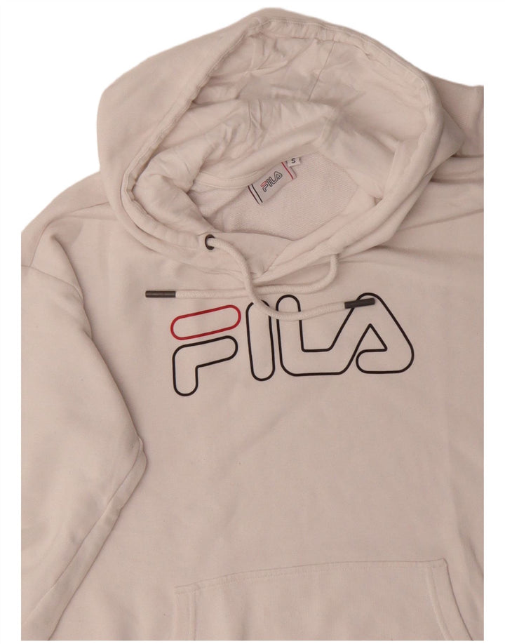 Fila Pull à capuche surdimensionné graphique pour femme UK 10 Petit coton blanc