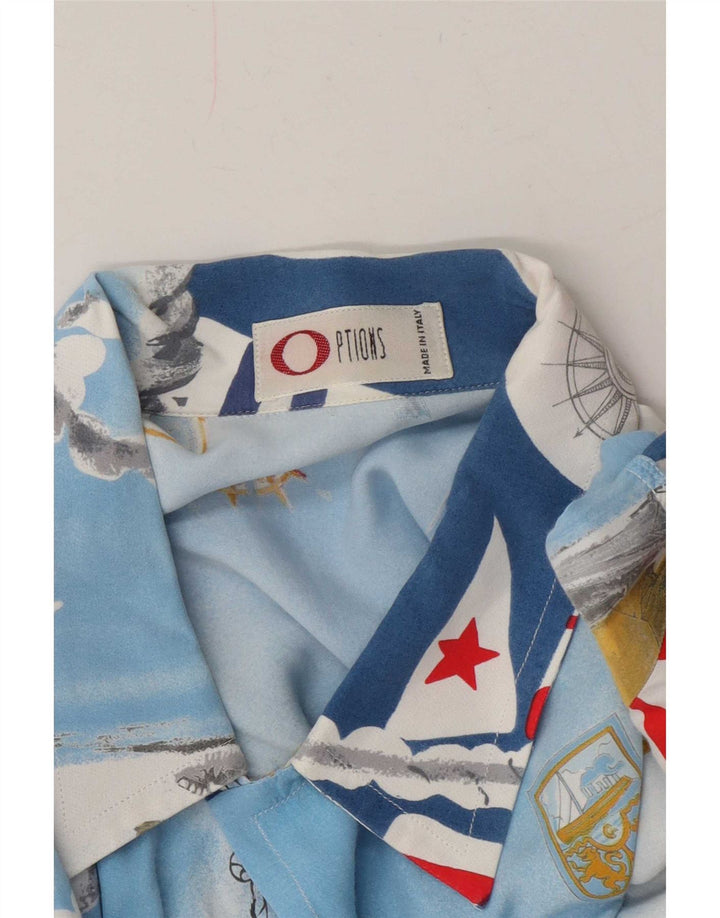 chemise graphique vintage pour hommes grand bleu