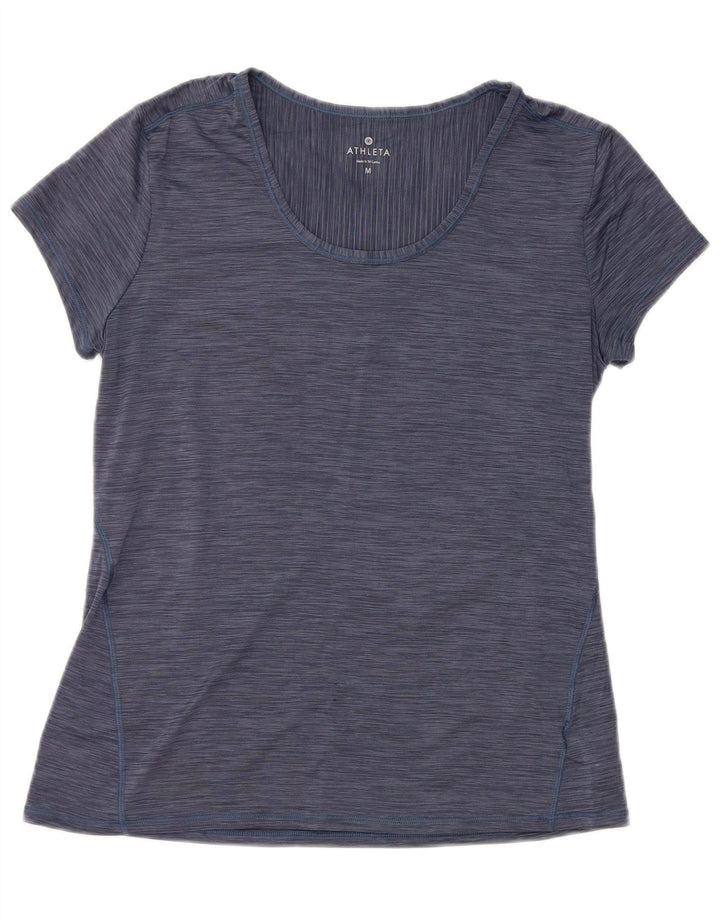 ATHLETA T-Shirt Femme Top UK 12 Medium Bleu Marine Moucheté Polyester