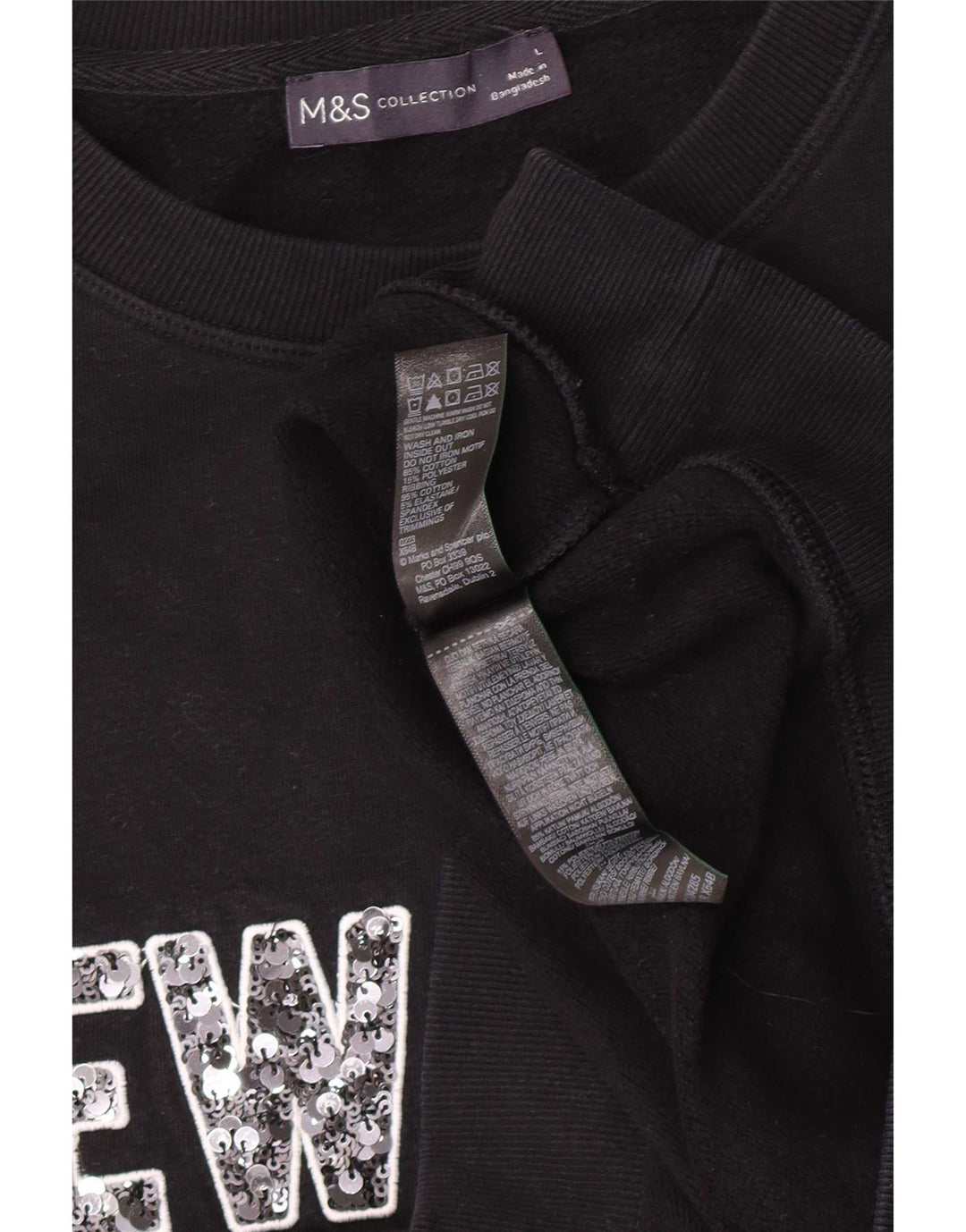 Marks & Spencer Sweat-shirt graphique pour femme UK 16 Large Noir