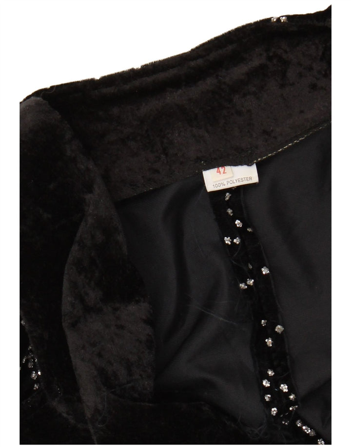 VINTAGE Veste blazer à motif abstrait pour femme IT 42 Noir moyen