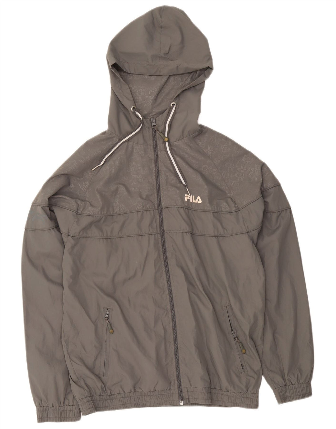 Fila Veste de survêtement à capuche graphique pour homme Petit gris Polyester