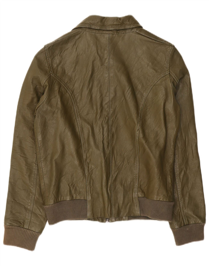Freaky Nation Veste en cuir pour femme UK 12 Vert moyen