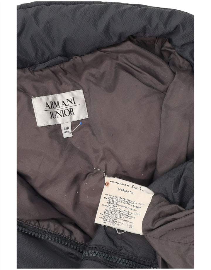 Armani Junior Veste matelassée à capuche Garçon 9-10 ans Noir Polyamide