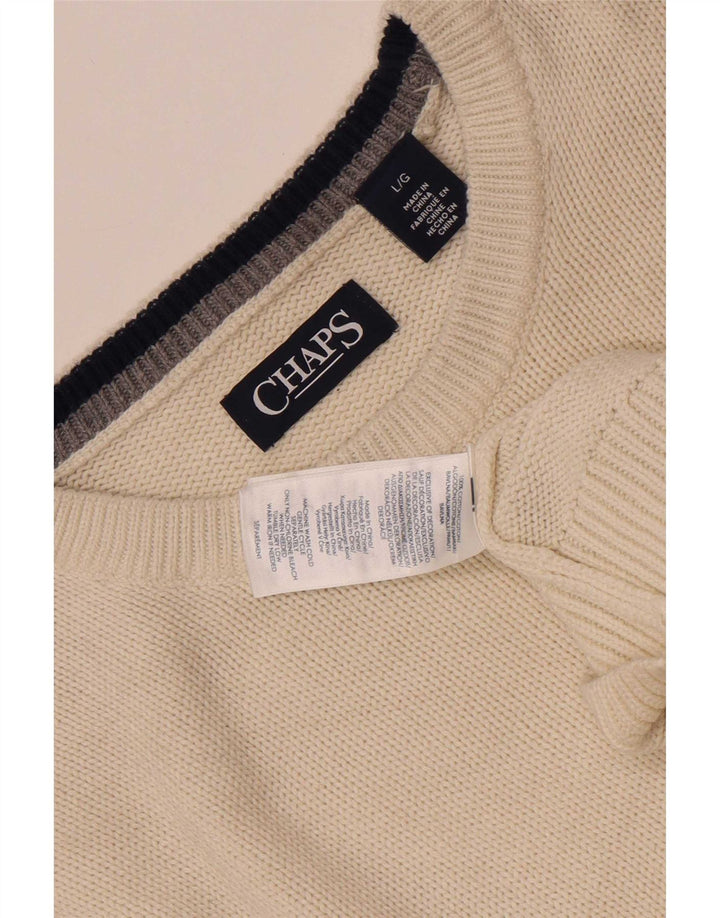 Chaps Pull à col rond pour homme en coton blanc cassé