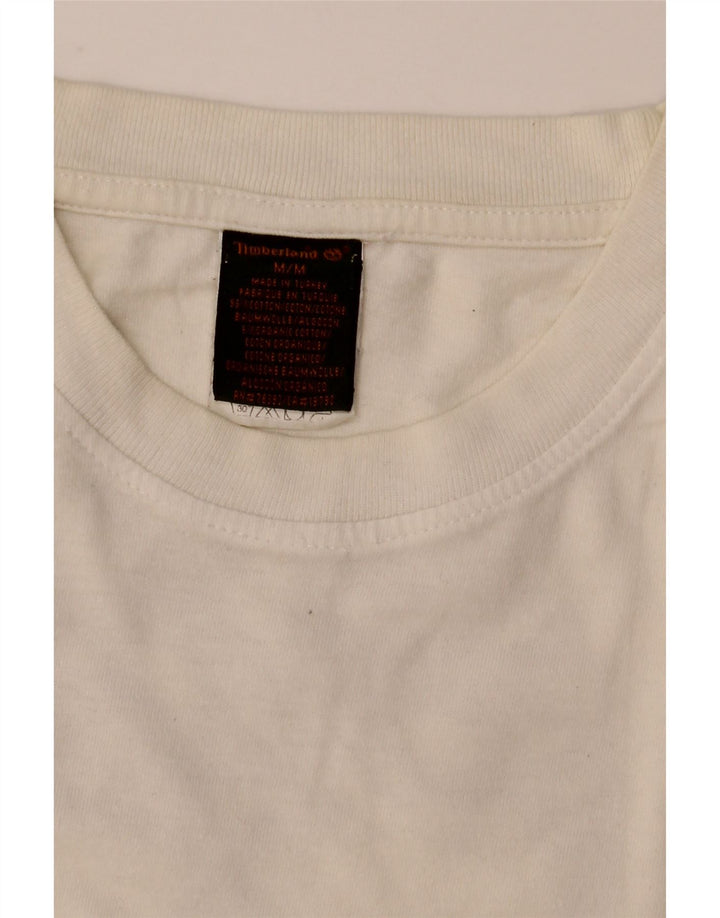 Timberland T-Shirt Graphique Homme Blanc Moyen Coton