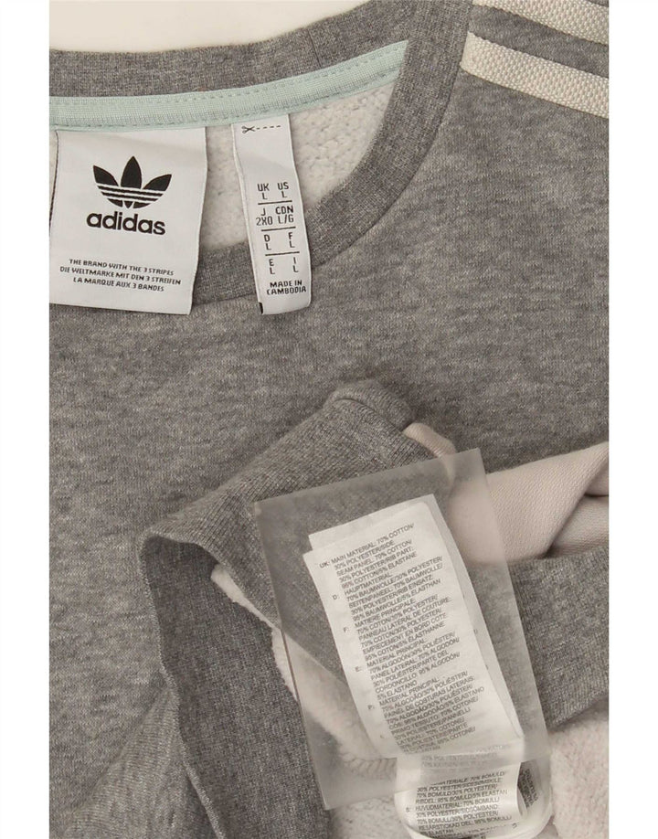Adidas Sweat-shirt pour homme en coton color block Gris Taille L