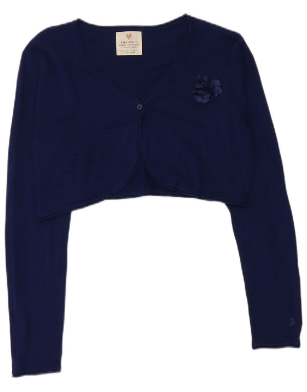 ZARA Cardigan court pour fille 13-14 ans Bleu marine fleuri