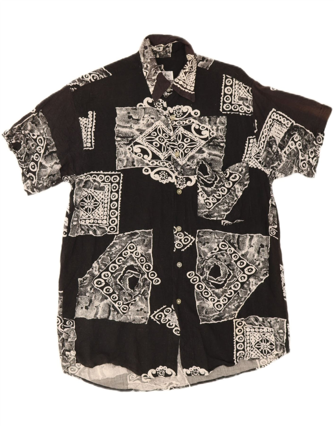 Rob Roy Chemise à Manches Courtes Homme Noir Moyen Patchwork Viscose