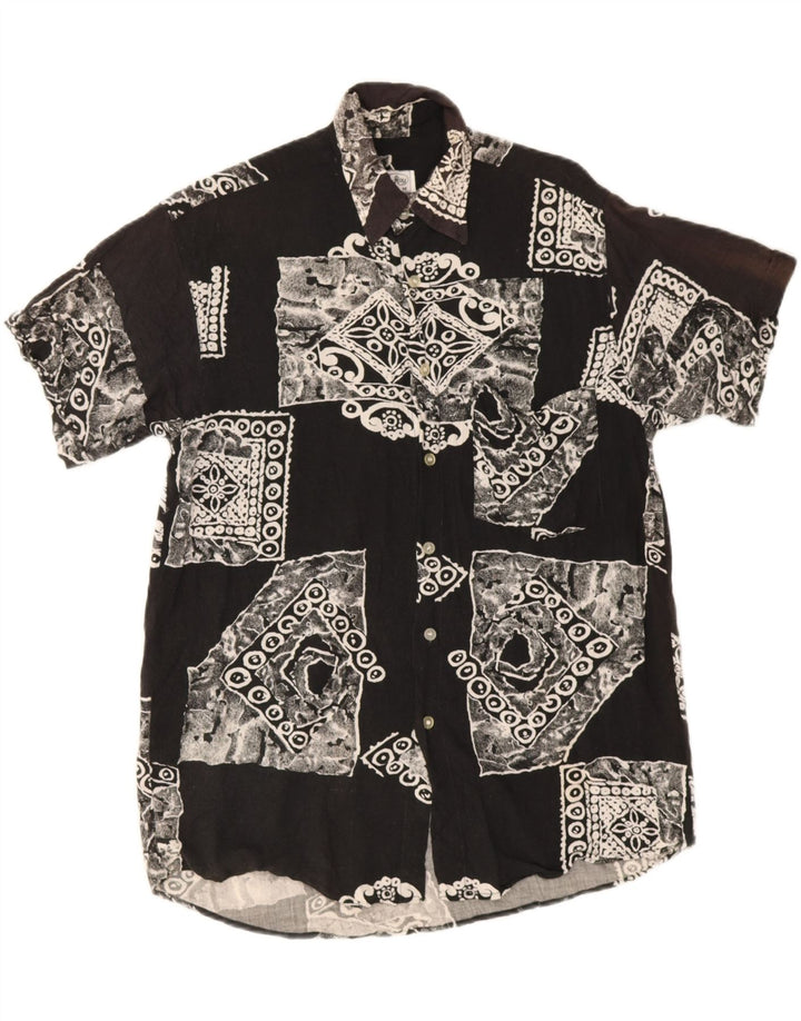 Rob Roy Chemise à Manches Courtes Homme Noir Moyen Patchwork Viscose