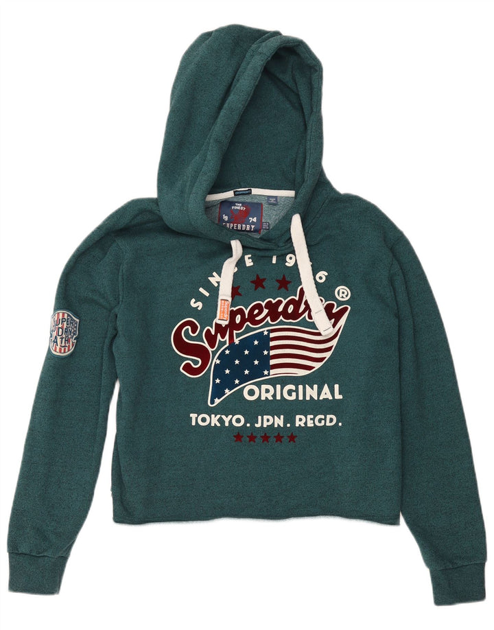 SUPERDRY Pull à capuche surdimensionné pour femme UK 10 Petit Vert