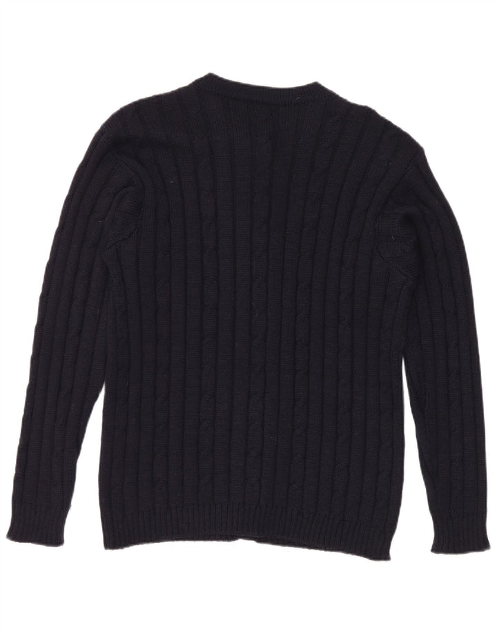 vintage Femme Cardigan Pull UK 12 Bleu Marine Moyen